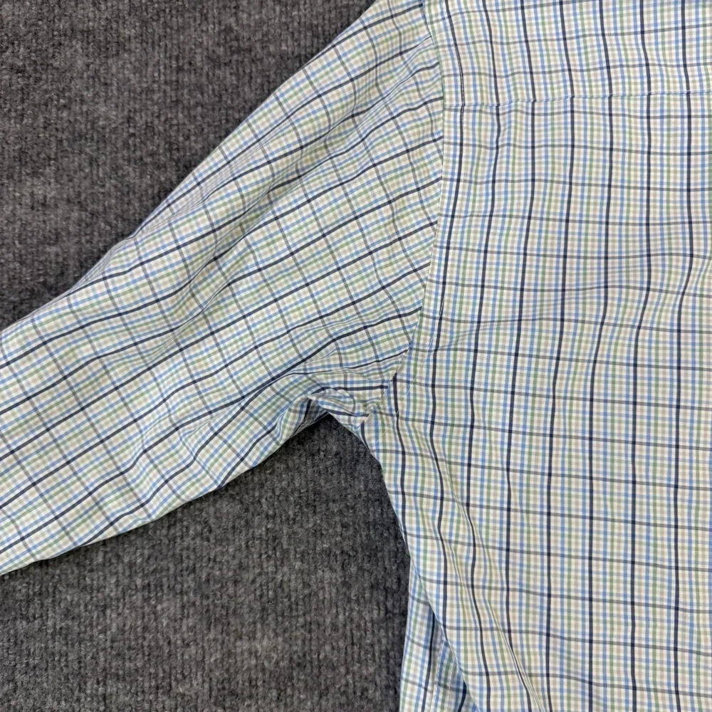 Onward Reserve Shirt Mens Extra Large Blue Green Plaid Tailored Fit Non Iron